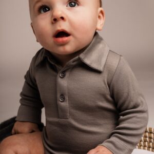 Samfella síðerma með kraga grá