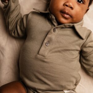 Samfella síðerma með kraga græn