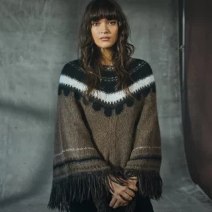 Efri Reykir poncho- brúnt